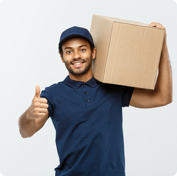 Courier delivery professional with parcel